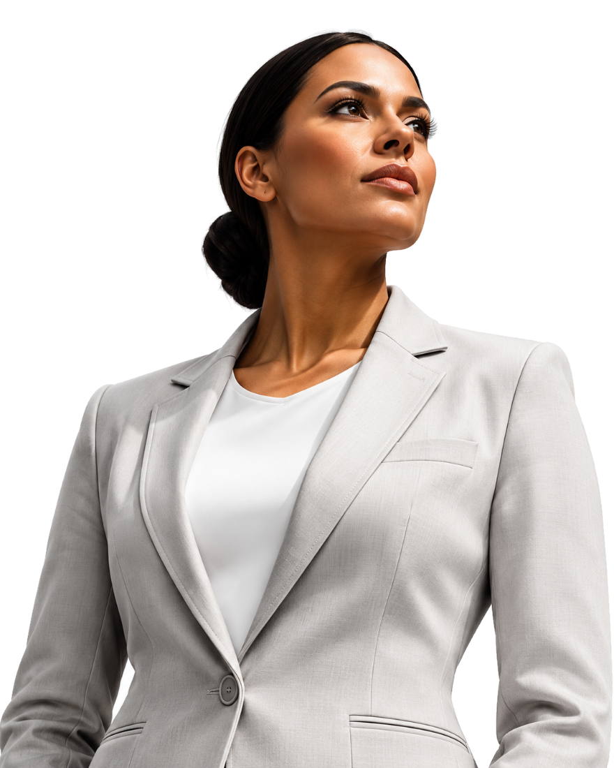 A professional in a light suit looking ahead. Illustrative photography, not an EFG employee or customer.